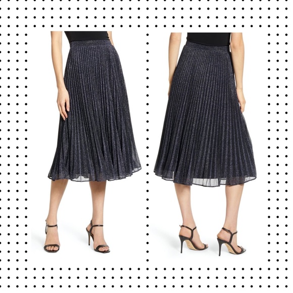 Chelsea28 Skirts Nwt Chelsea28 Shimmery Pleated Midi Skirt L